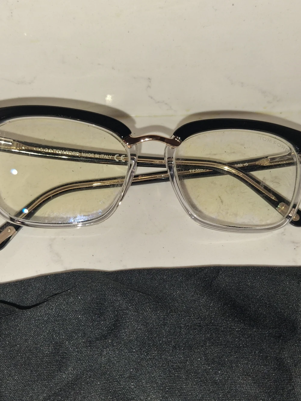 Tom Ford Women's Clear & Black Square Optical Glasses